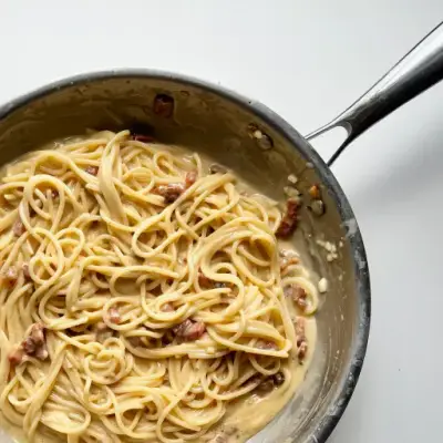 Step 7 of Carbonara recipe